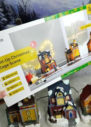 Будиночки 3 шт  новорічне містечко декорація домики різдвяна декорація дом1 фото