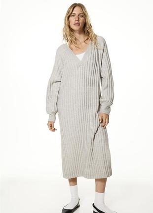 Теплое платье в рубчик h&m,p.m-l