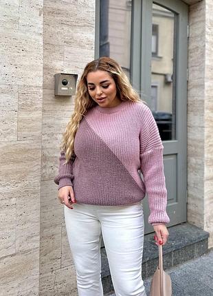 Свитер диагональ вязаный теплый