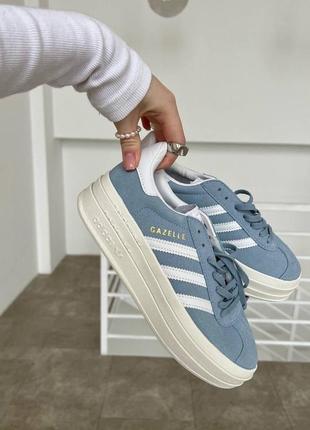 Кеды на платформе adidas gazelle женские голубые
