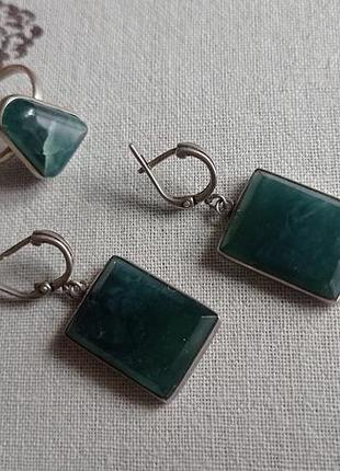 Vintage stories. набор серьги и кольцо. минерал, серебро, мельхиор.