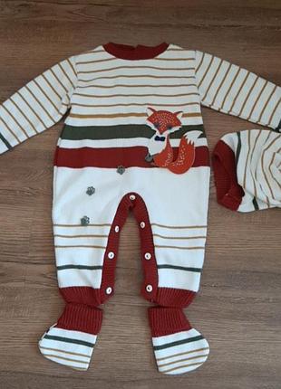 Вязаный комбинезон, человечек с лисичкой