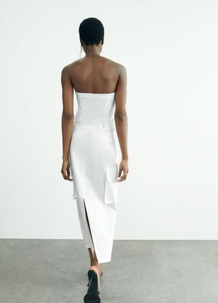 Платье миди с открытыми плечами от zara, размер xs, l2 фото