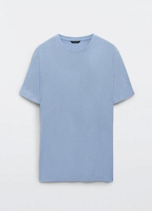 Стильна бавовняна футболка блакитного кольору massimo dutti made in portugal