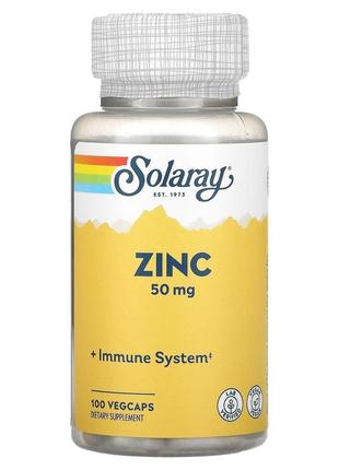 Цинк solaray zinc 50 мг із гарбузовим насінням 100 вегетаріанських капсул