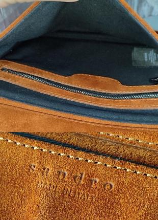 Кожаная сумка sandro paris. сумка из натурального замша.10 фото