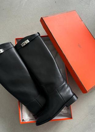 Сапоги ботфорты кожаные в стиле hermes1 фото