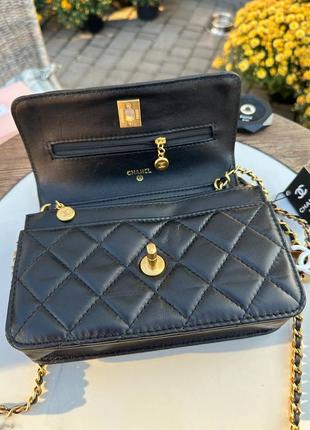 Сумка клатч в стиле chanel стоьбана на золотом цепочке кожаная9 фото