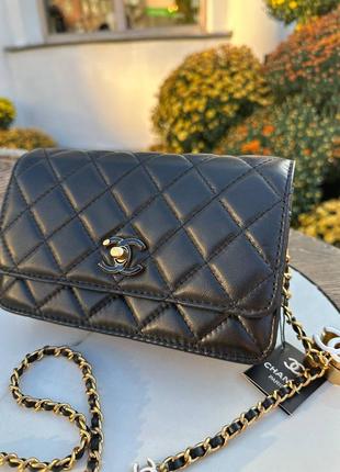 Сумка клатч в стиле chanel стоьбана на золотом цепочке кожаная5 фото