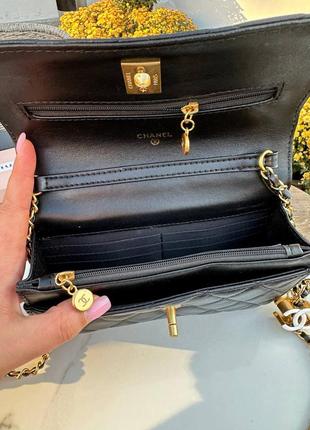 Сумка клатч в стиле chanel стоьбана на золотом цепочке кожаная2 фото