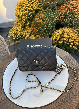 Сумка клатч в стиле chanel стоьбана на золотом цепочке кожаная4 фото
