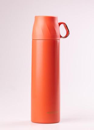 Термос с чашкой и клапаном mini cup 500мл тепло до 12 часов оранжевый