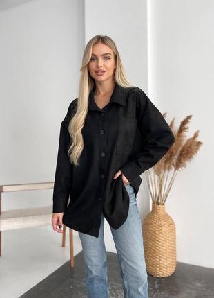 Женская замшевая рубашка черная