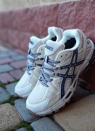 Зимние женские кроссовки zapatillas de running ASICS hombre voladoras talla 39 blue winter ассикс бежевого с серым цветов термо7 фото