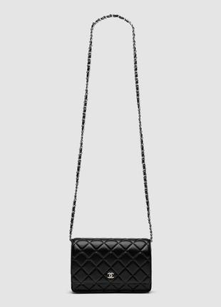 💎 chanel classic wallet on chain black/silver 19 х 12 х 5 см