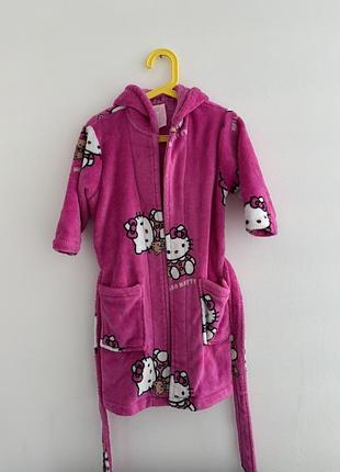 Махровый детский халат для девочки 2 года 92 см hello kitty