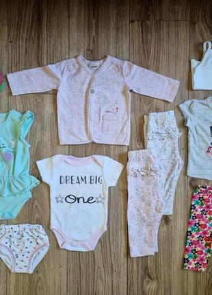 Набір літніх речей для дівчинки 0-3 місяці, пакет лот одягу для немовляти 56-62 см