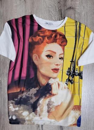 Футболка с принтом zara/ футболка свободного фасона от zara