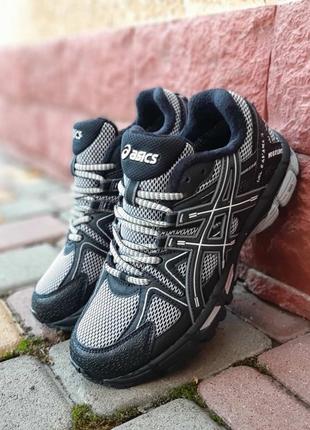 Asics gel kahana 8 черные с серым кроссовки ботинки сапоги теплые низкие ассикс зимние евро зима термо кожаные кожа отменное качество женские