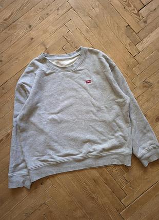 Базовый хлопковый серый свитшот levi's серая кофта levi's серый свитер levi's свитшот levi's оверсайз