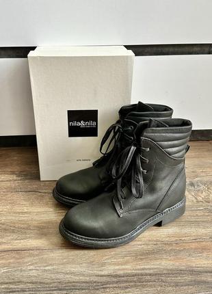 Черные кожаные ботиночки nila&nila, италия. оригинал