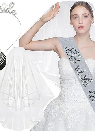 Набір стрічка обруч фата на дівич-вечір bride to be комплект на девичник 12223