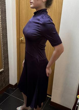Вечірня сукня ,трикотажна сукня,сукня міді,класична сукня,фіолетова сукня2 фото