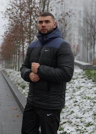 Куртка зимова чоловіча "frost" nike синьо-чорна