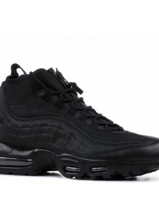 Nike air max 95 sneakerboot black черные кроссовки ботинки сапоги теплые найк аэр макс с баллоном зимние термо женские кожаные