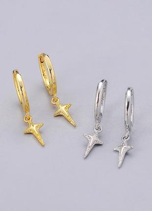 Серьги подвески серебро 925 покрытие сережки4 фото