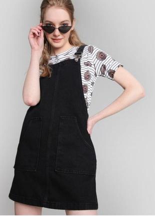 Черный вельветовый сарафан от denim co