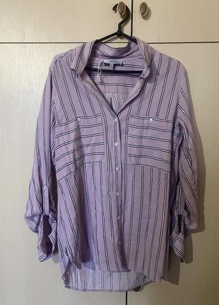 Сорочка рубашка вільна на ґудзиках в смужку органічна катон /віскоза  нова