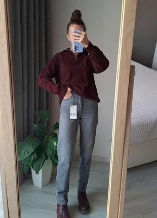 Джинси mom fit zara, сірі, розмір 34
