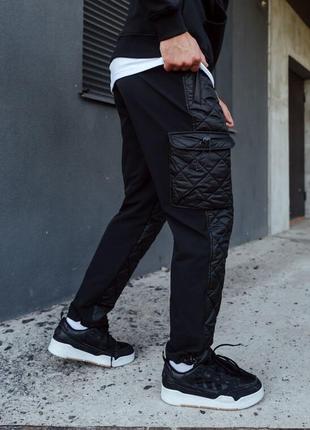 Утепленные мужские черные штаны staff diamond black