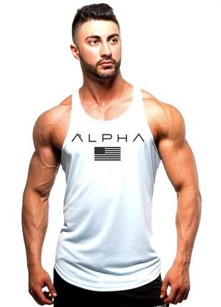 Майка для бодибилдинга alpha белого цвета
