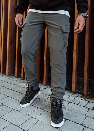 Утепленные зимние штаны staff st cargo gray fleece