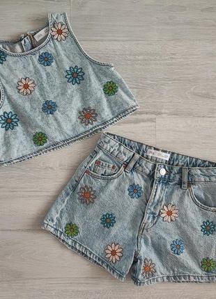 Джинсовий комплект шорти з топом zara