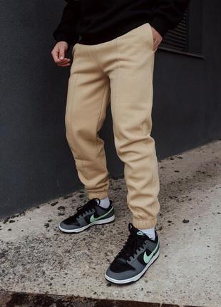 Бежевые теплые спортивные штаны staff pa beige fleece
