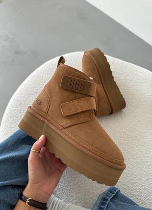 Угги угг уггі ugg neumal platform velcro chestnut
