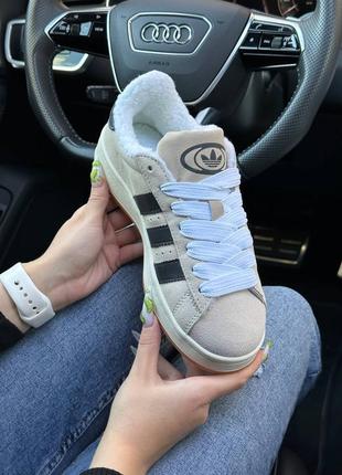 Женские кроссовки adidas campus beige black fur