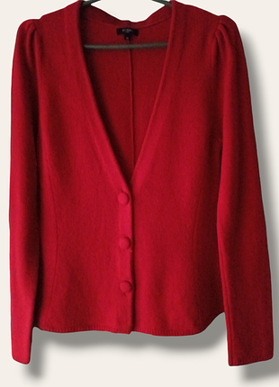 Вантажний жіночий теплий кардиган кофта жакет в'язаний темно-червоного кольору вовна ягняти приталений розміру м від преміального бренду hobbs