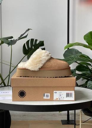 Угги угг уггі Shadow ugg disquette platform slippers chestnut