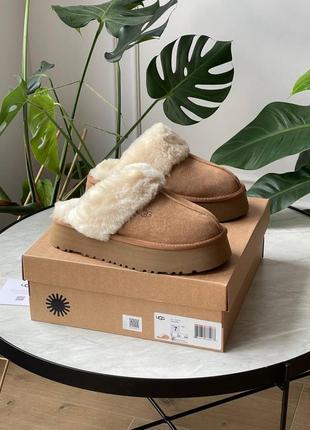 Угги угг уггі ugg disquette platform slippers chestnut2 фото
