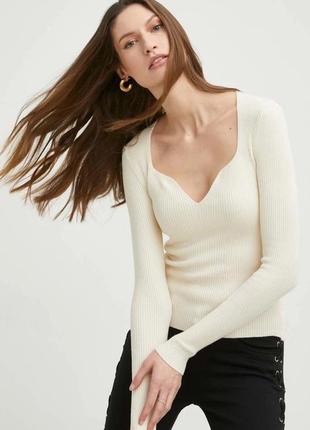 Водолазка h&m v-образним вирізом лонгслів топ в рубчик