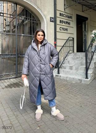 Зимнее женское длинное пальто большие размеры