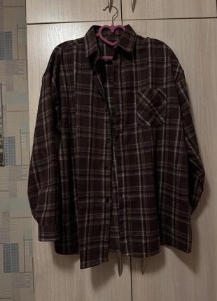 Рубашка в клетку в коричневом цвете
