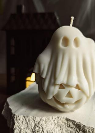 Соевая свеча привидения на тыквике / свеча на гелловин