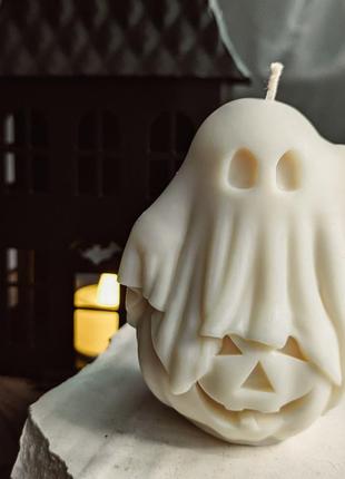 Соевая свеча привидения на тыквике / свеча на гелловин