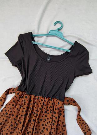 Сукня міді комбінована леопардовий принт3 фото