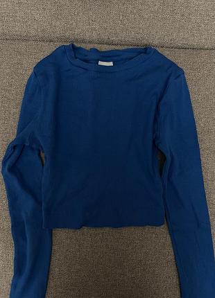 Синій топ в рубчик